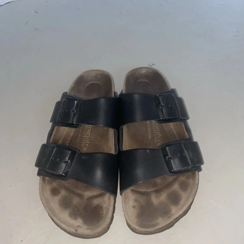 BIRKENSTOCK Arizona Women 2-strap Sandals Black Leather Size 39 250 L8 M6 US-8 - Picture 3 of 8